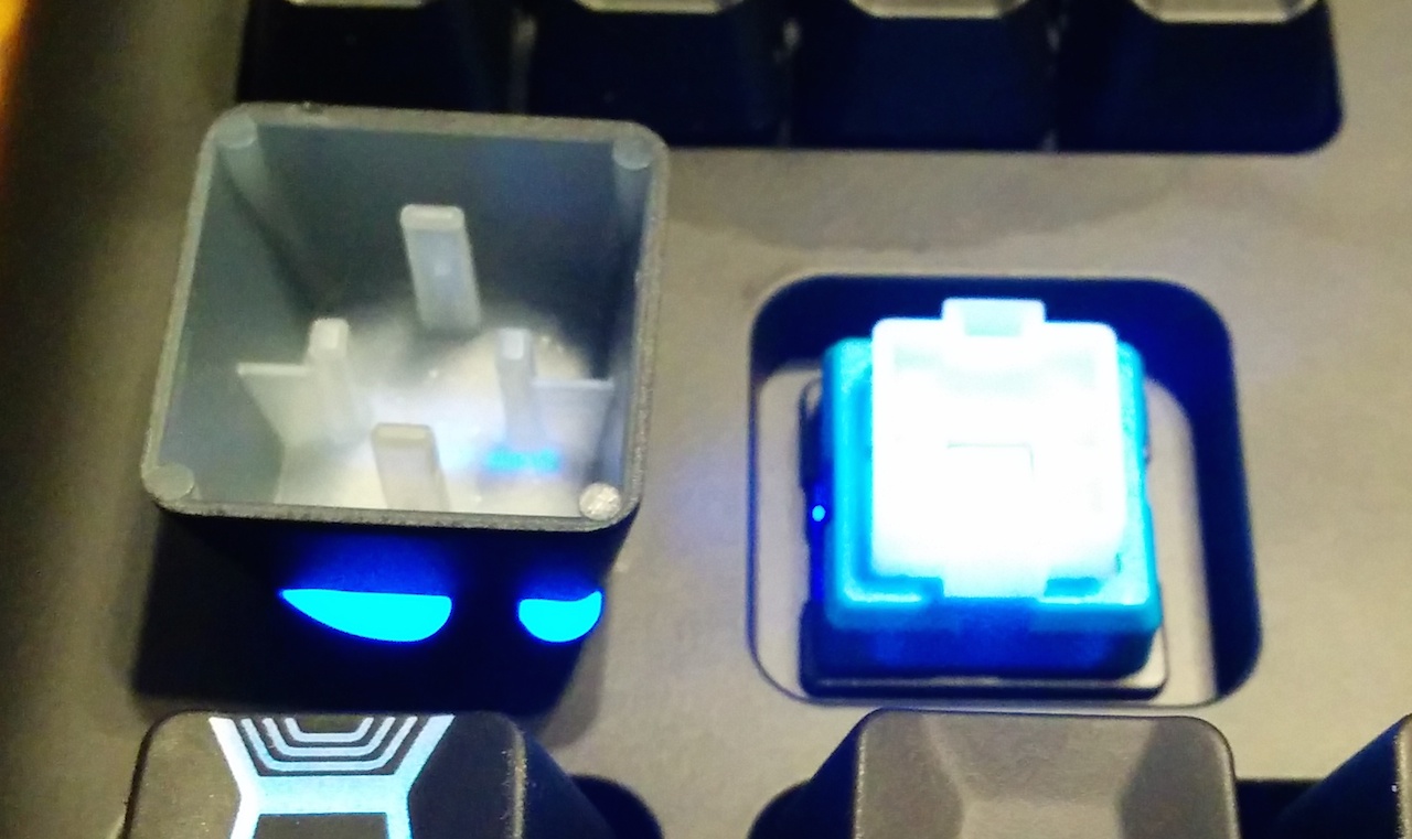 Keycap next to a (lit) switch