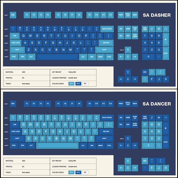 SA Dasher and SA Dancer colorways