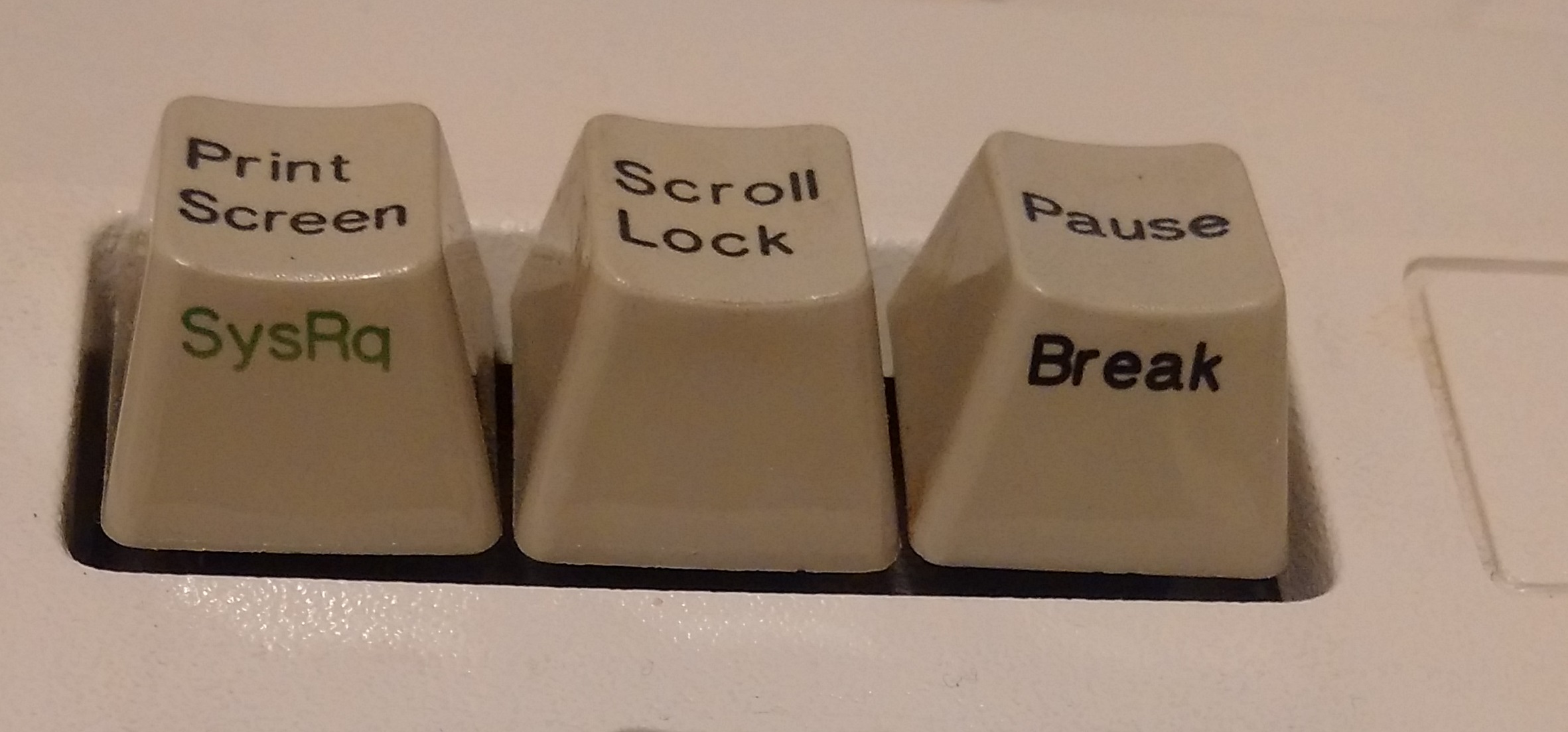 Older Green SysRq Labelled Print Screen key