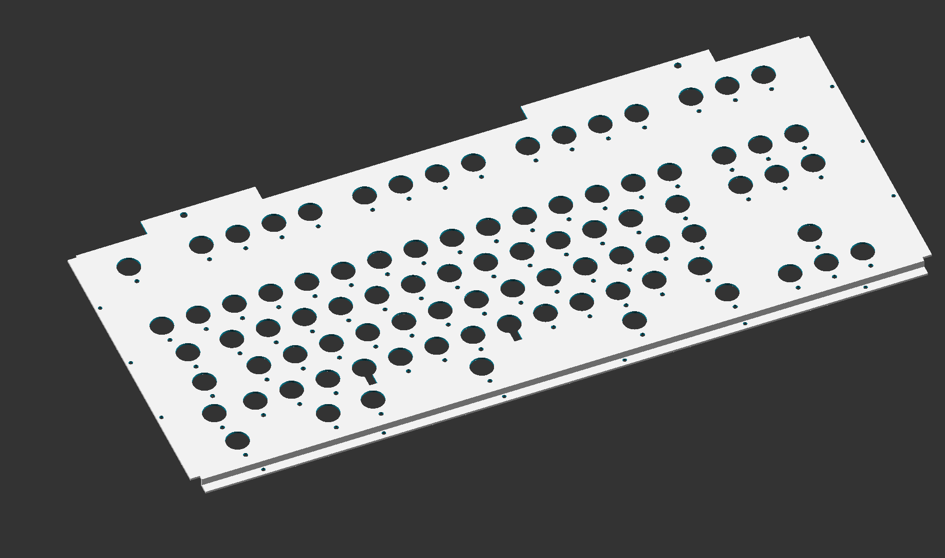 Cutouts with the spacebar barrel and extra space bar (faux) barrel added as the stabilizer