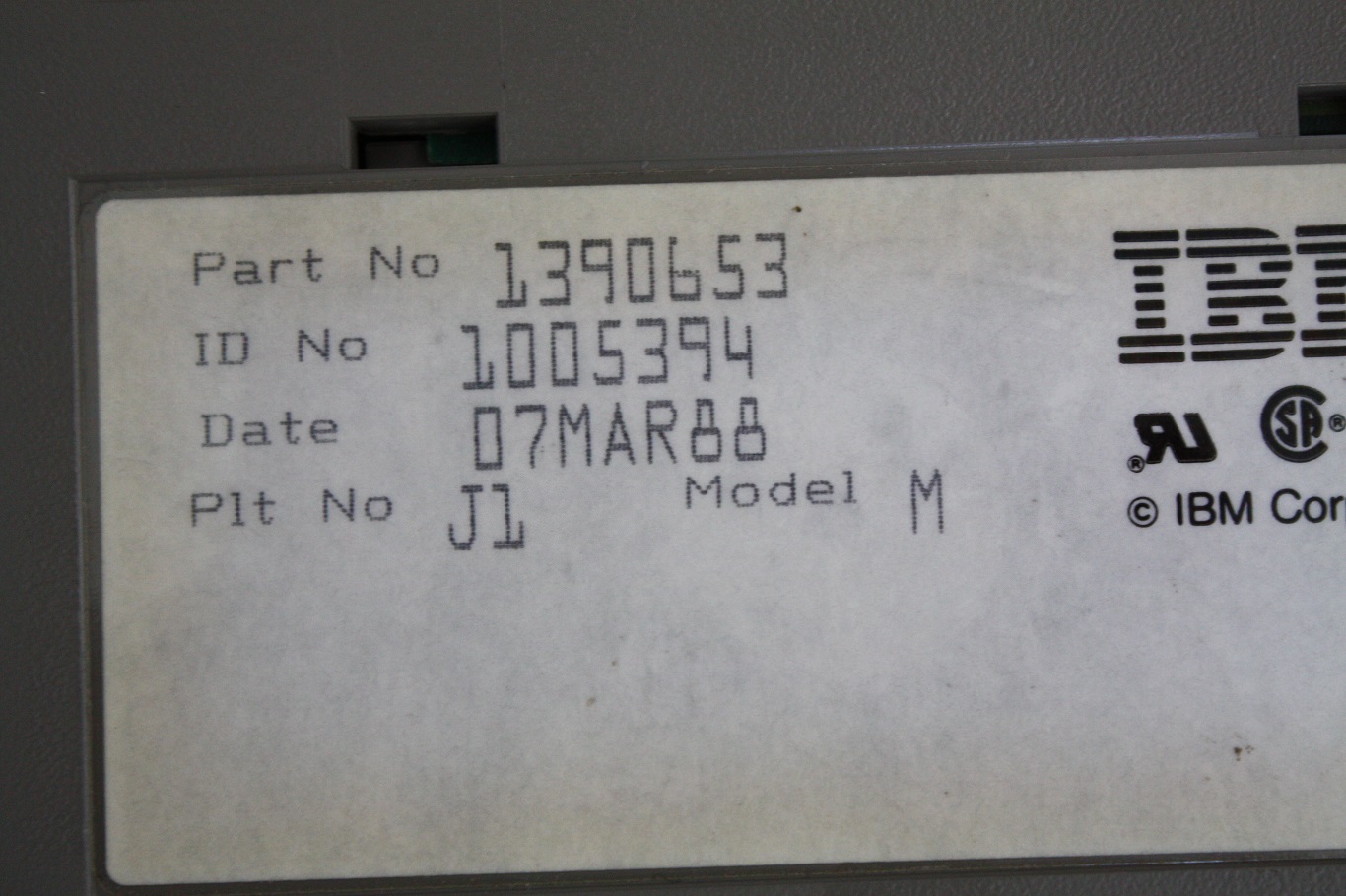 IBM 1390653 - rear label