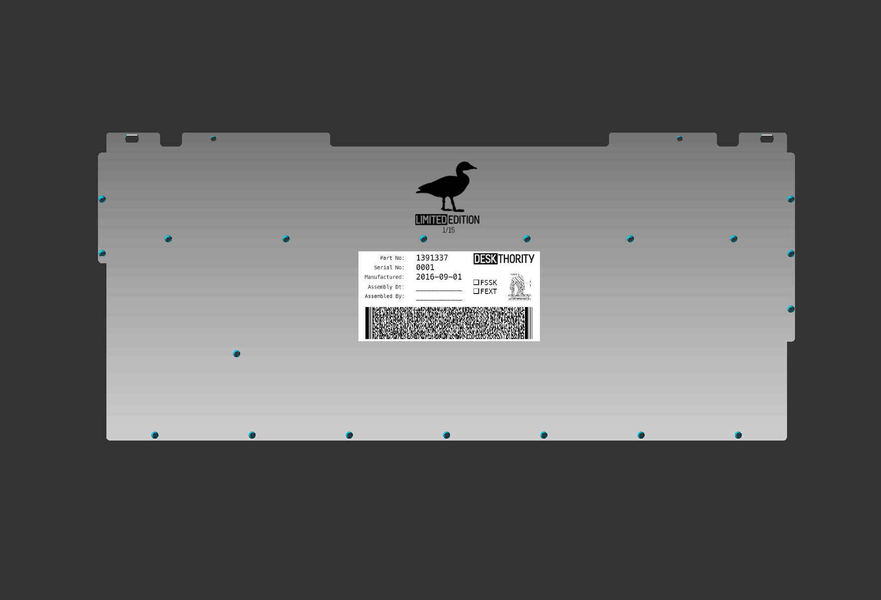 Bottom Plate with optional tension screws added (labels for giggles)