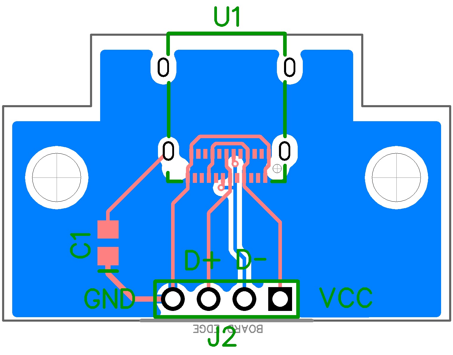 USB-C connector PCB (alternative design has round holes)