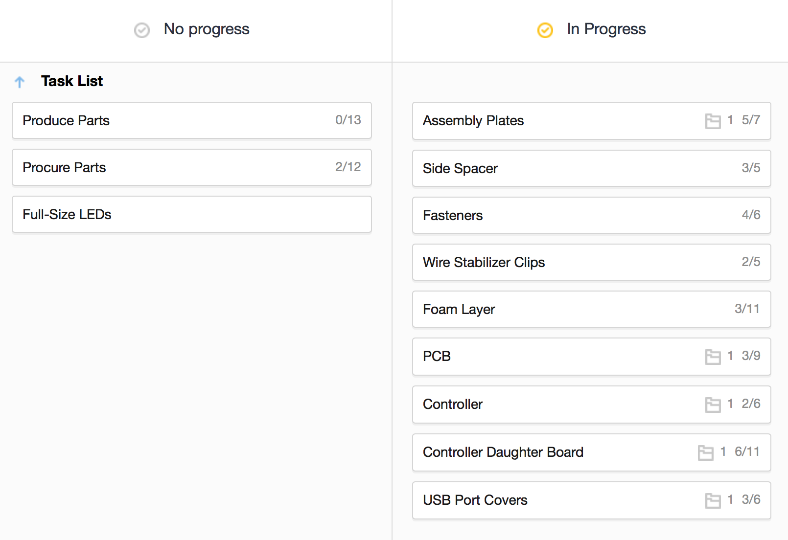 Kanban perspective (also has a tasks list perspective if that is more comforting)