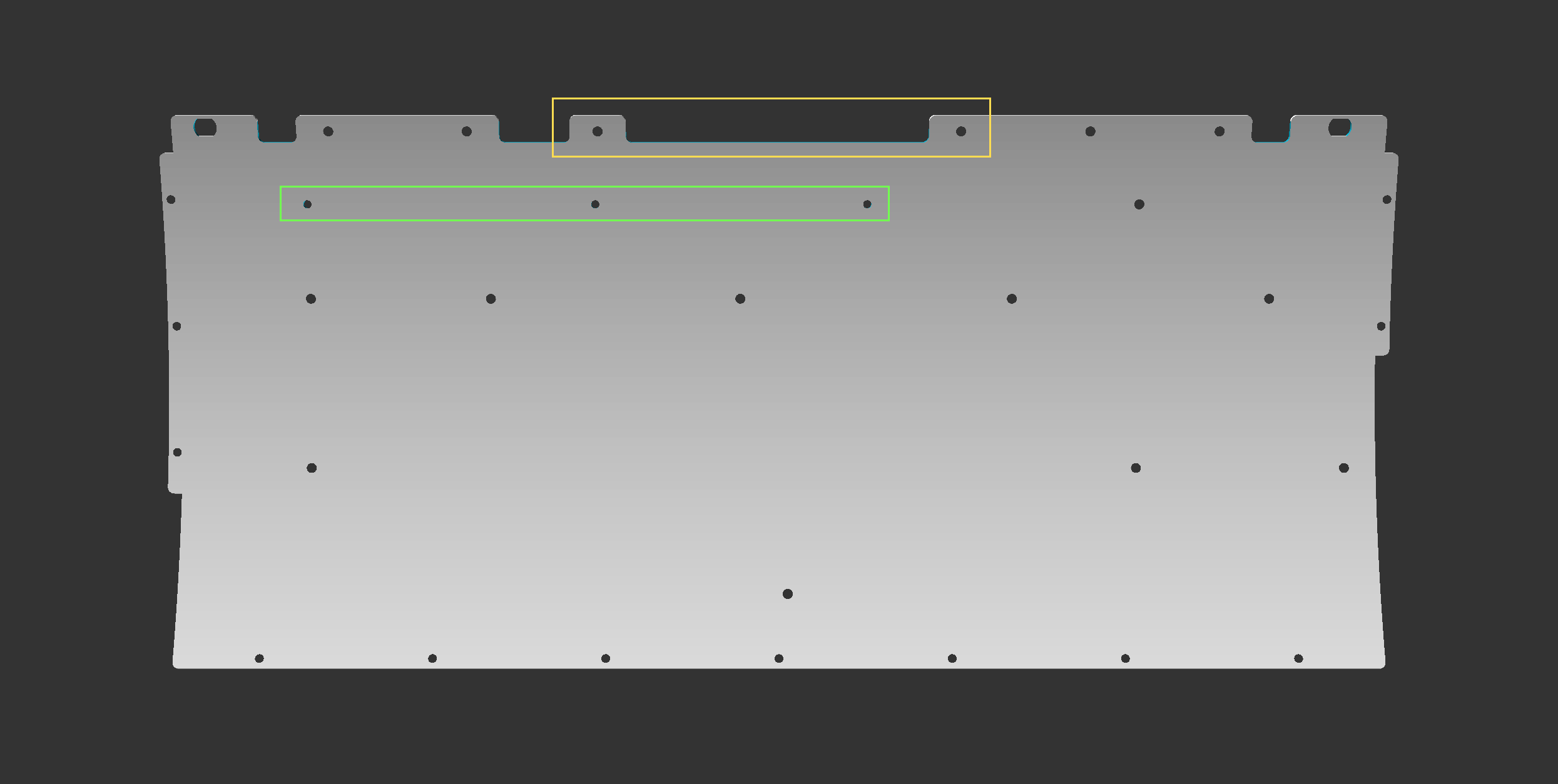 Backplate ground locations (3 in the green box to the PCB, 2 in orange as optional for the controller)