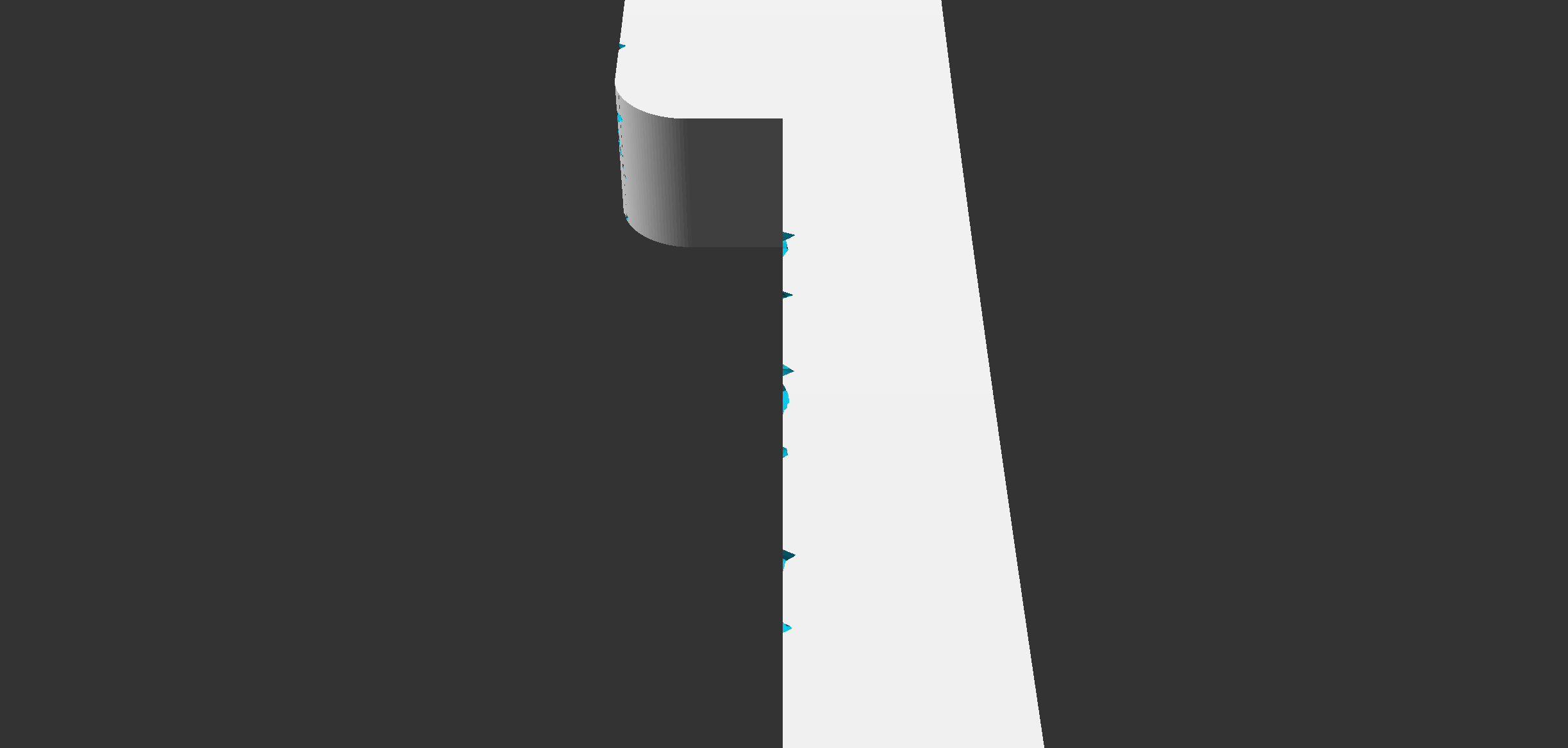 Side view so you can get an idea of the depth of the cut.  Again, much less pronounced than the OpenSCAD render where the &quot;difference&quot; is in blue