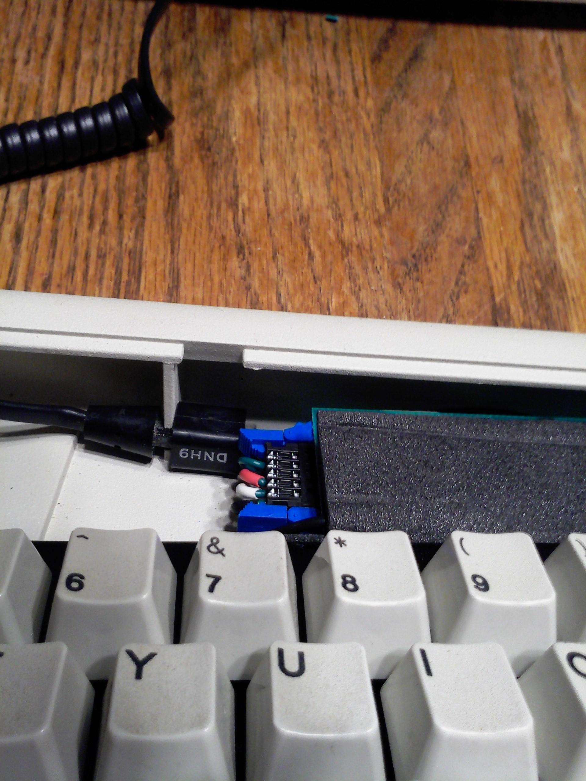 Part way into the enclosure.