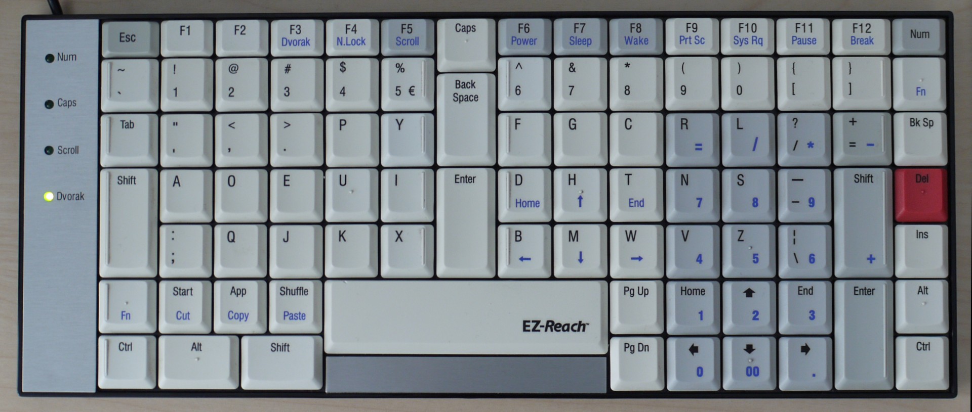 TypeMatrix 2030, Dvorak layout (original version)