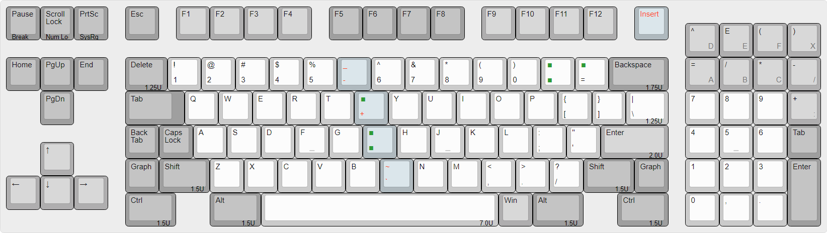 ANSI Left-enhanced with extra column (US English layout).