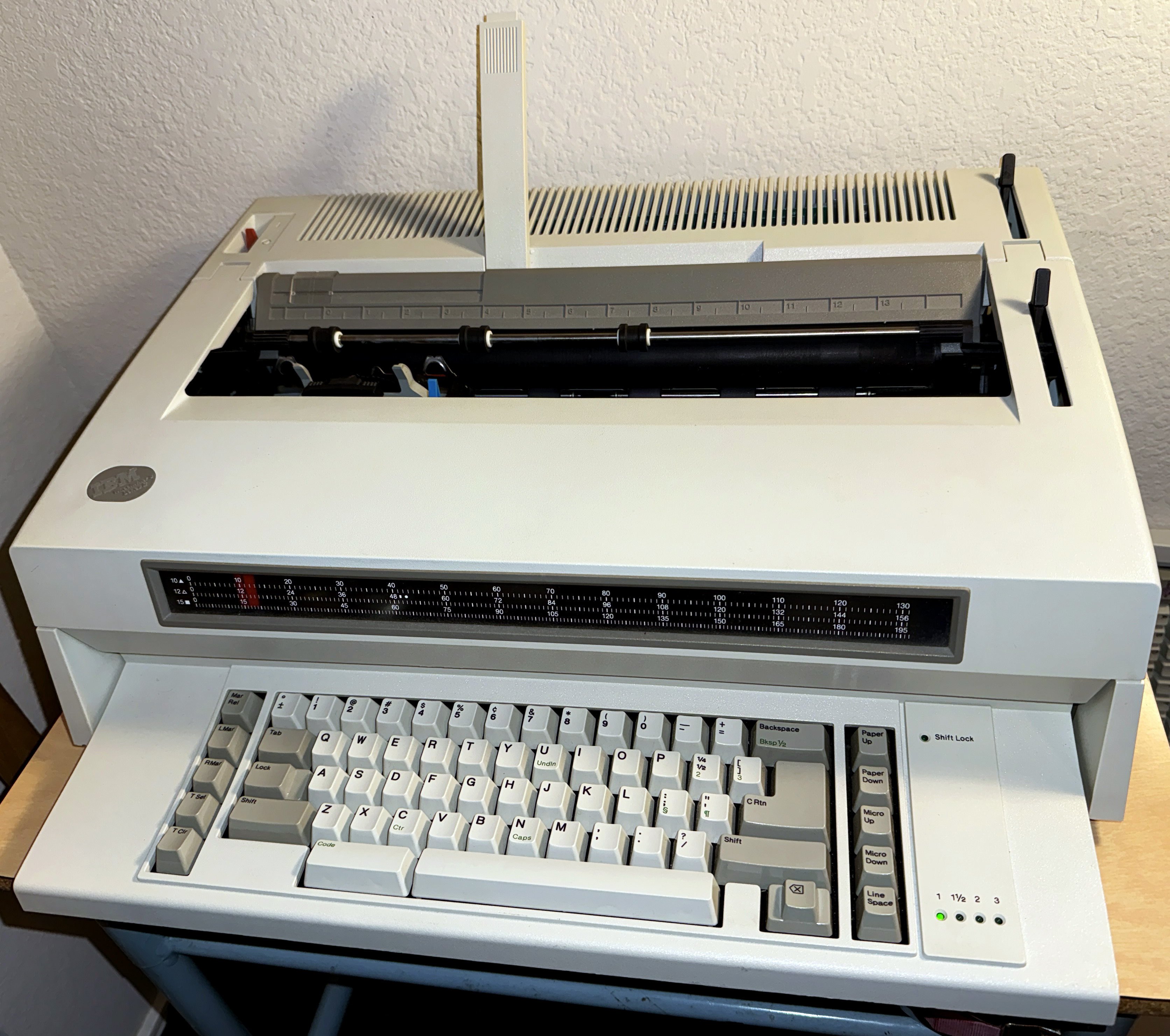 My &quot;daily driver&quot; typewriter. 1987 IBM Wheelwriter 3 Series II. Never needs maintenance. I did refurbish the key tray area and clean it.<br /><br />.