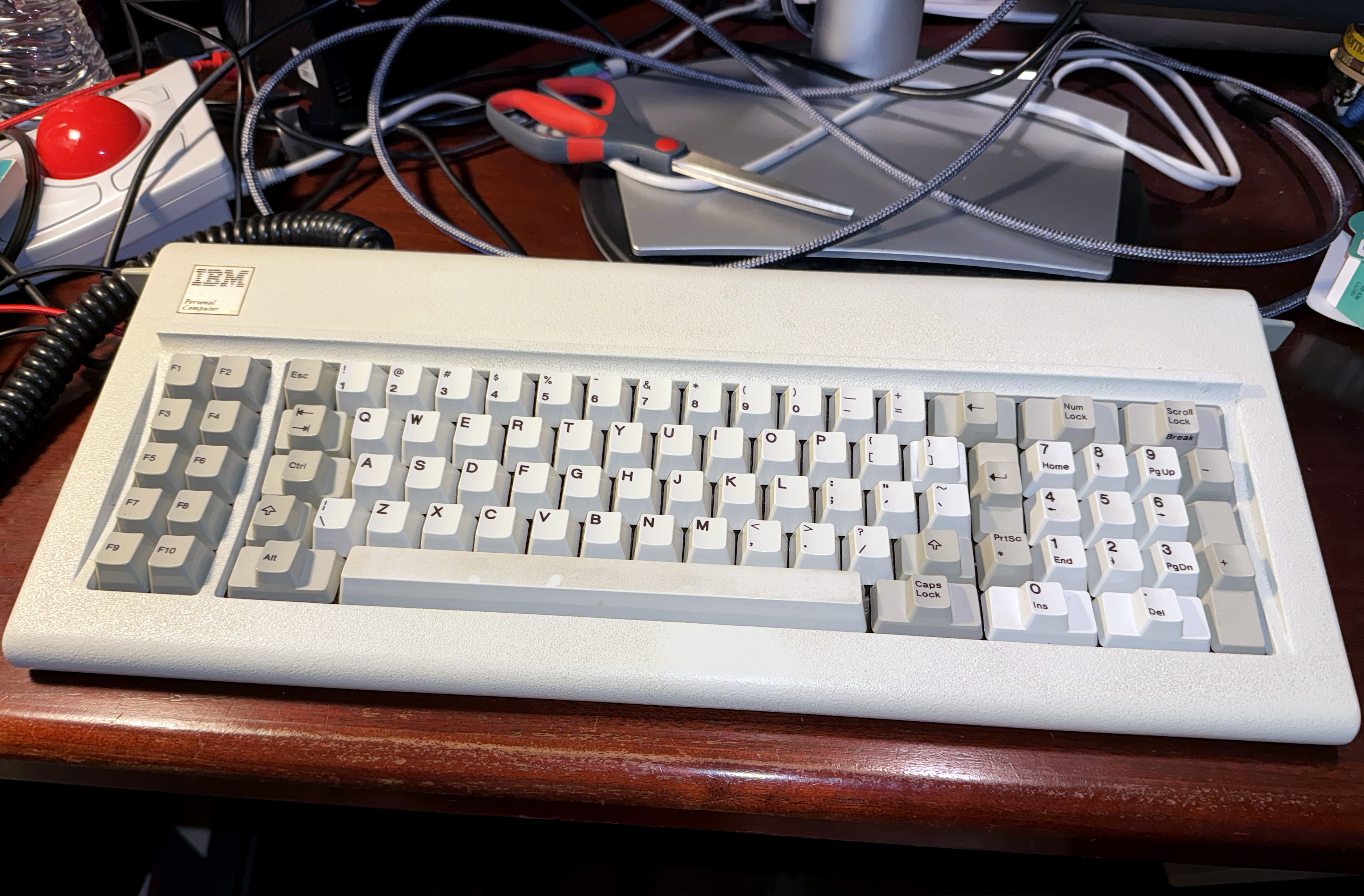 This one is first because it's my favorite. (I've passed on opportunities to own IBM beam spring keyboards. They were too expensive, and I couldn't find an example that was clean, functional, and fully converted for use on modern computers.)<br /><br />This is a 1981 model F (&quot;IBM Personal Computer Keyboard&quot;). Made in the USA. Unrestored. I did clean the case and barrel plate, and run the keycaps through an ultrasonic cleaner. My &quot;daily driver&quot; among any computer keyboard for everything but gaming. On an average day, this keyboard clocks in at 6 lbs (2,722 grams).<br /><br />.