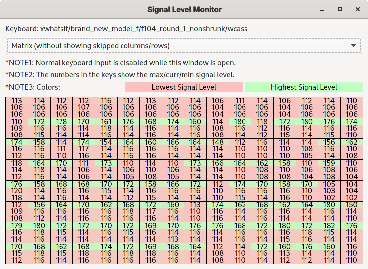 Signal Monitor, after every key pressed, matrix view