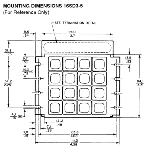 16SD3-5 Hall Effect Keypad schematic, top view